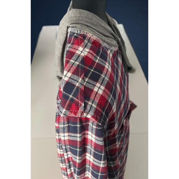 New UNIONBAY Men’s XL Flannel Shirt Hoodie Red Plaid Button Down Long Sleeve - Picture 4 of 12